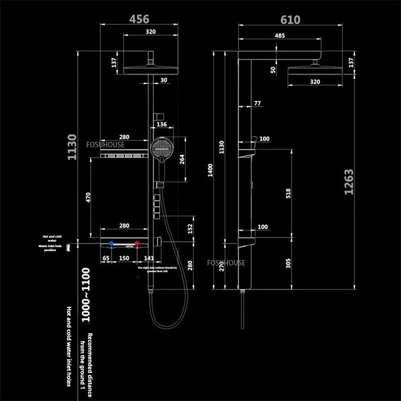 Bathroom Shower System Wall Mounted LED Digital Display Booster Shower Faucet Set Multi Function Shower Set with Storage Rack